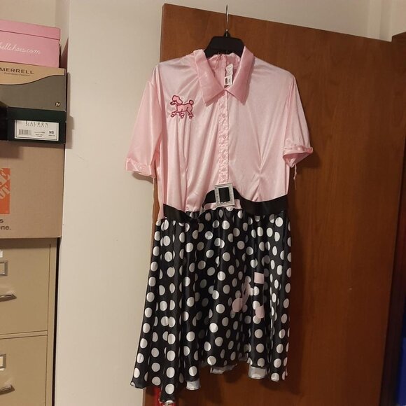 NEW ! Women Fun Shack 50s Pink Poodle Dress Rock&Roll Halloween Costume Size 2XL - Picture 1 of 12